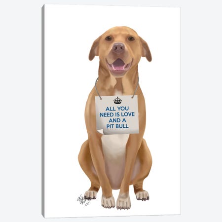 Pit Bull Canvas Print #FNK122} by Fab Funky Canvas Art Print
