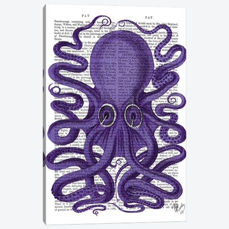 Purple Octopus Canvas Print #FNK1232} by Fab Funky Canvas Wall Art