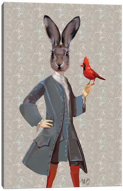 Rabbit & Bird Canvas Art Print - Fab Funky