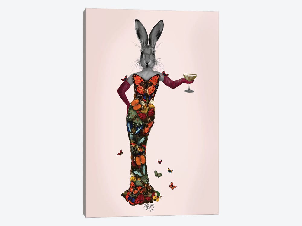 Rabbit Butterfly Dress by Fab Funky 1-piece Canvas Print