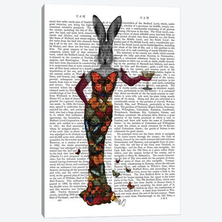 Rabbit Butterfly Dress, Print BG Canvas Print #FNK1239} by Fab Funky Canvas Art