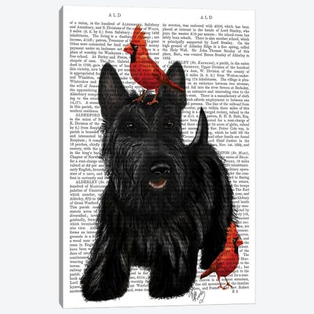Scottish Terrier & Birds Canvas Print #FNK1258} by Fab Funky Canvas Wall Art