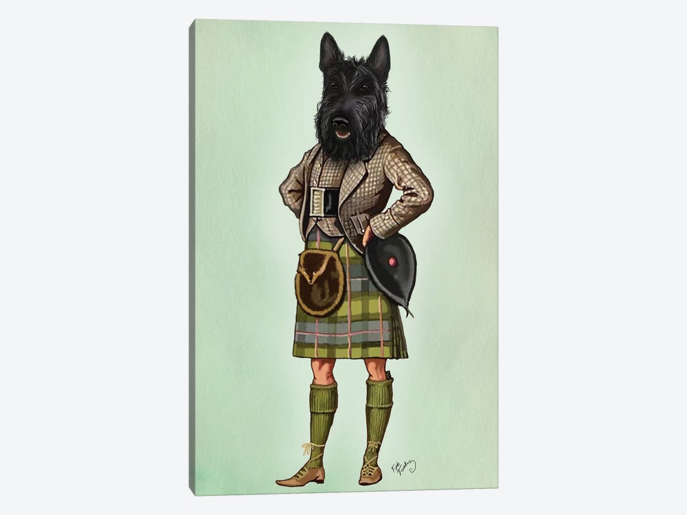 Scottish Terrier In Kilt by Fab Funky 1-piece Canvas Wall Art