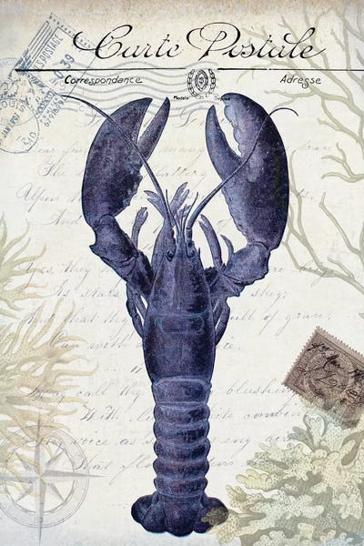 Lobsters: Seaside Postcard On Cream: Lobster by Fab Funky