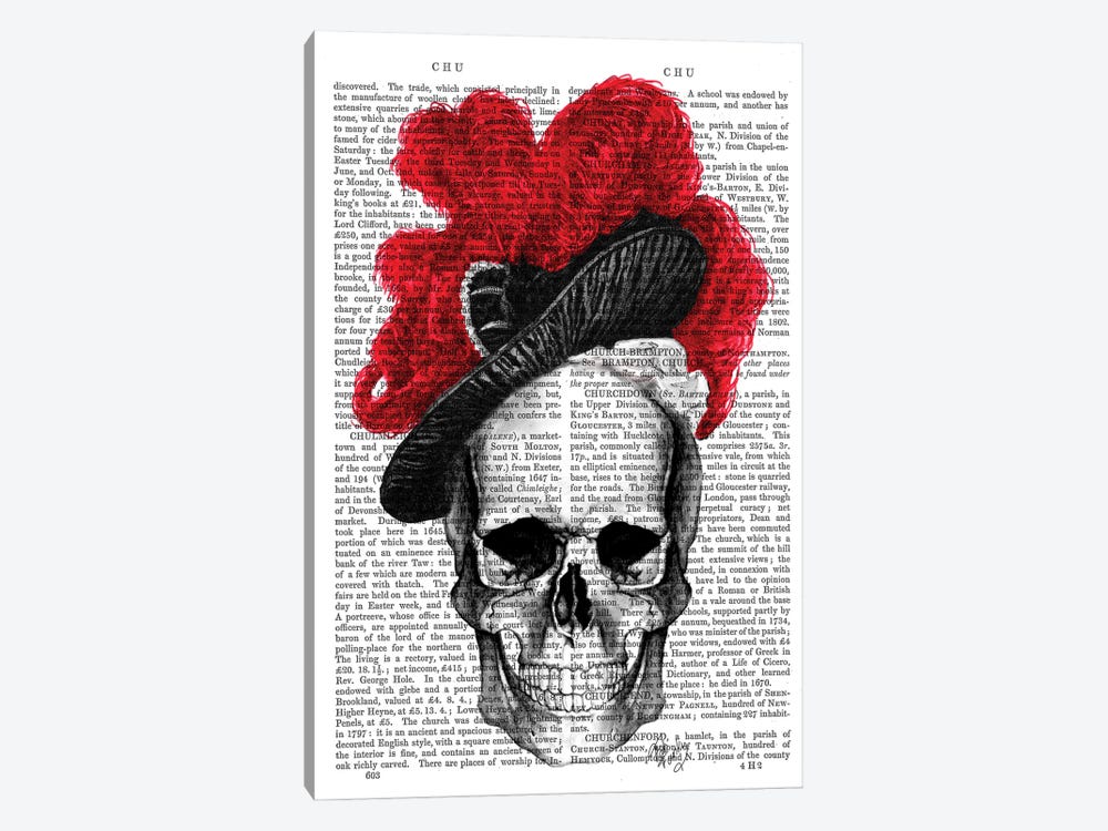 Skull With Red Hat 1-piece Canvas Artwork