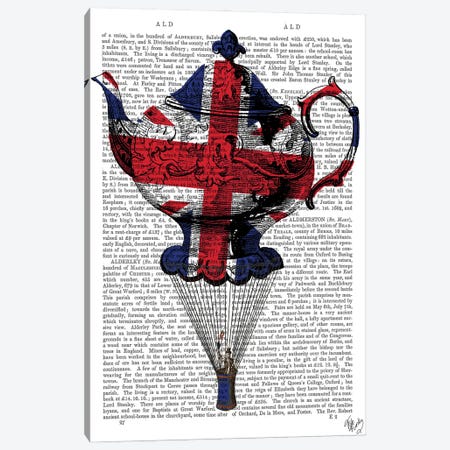 Union Jack Flying Teapot Canvas Print #FNK1307} by Fab Funky Canvas Print