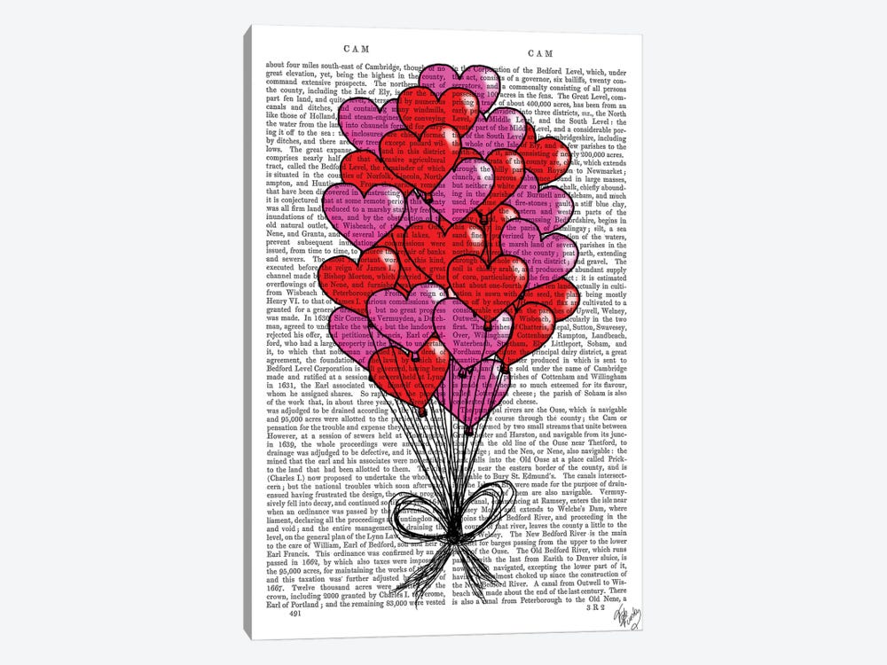 Valentine Heart Balloon Illustration 1-piece Canvas Artwork