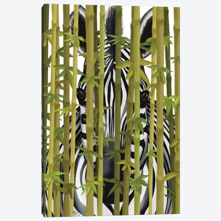 Bamboo Zebra Canvas Print #FNK130} by Fab Funky Canvas Artwork
