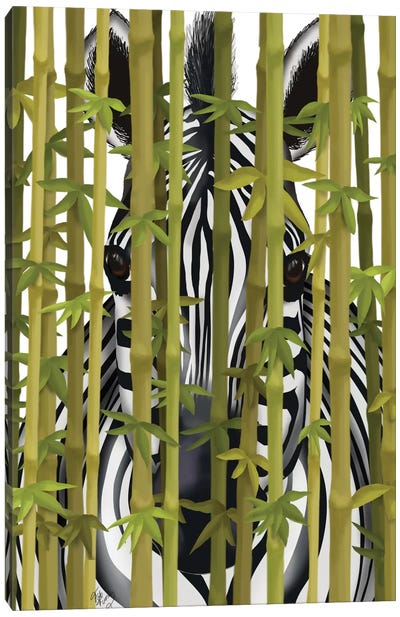 Bamboo Zebra Canvas Art Print - Fab Funky