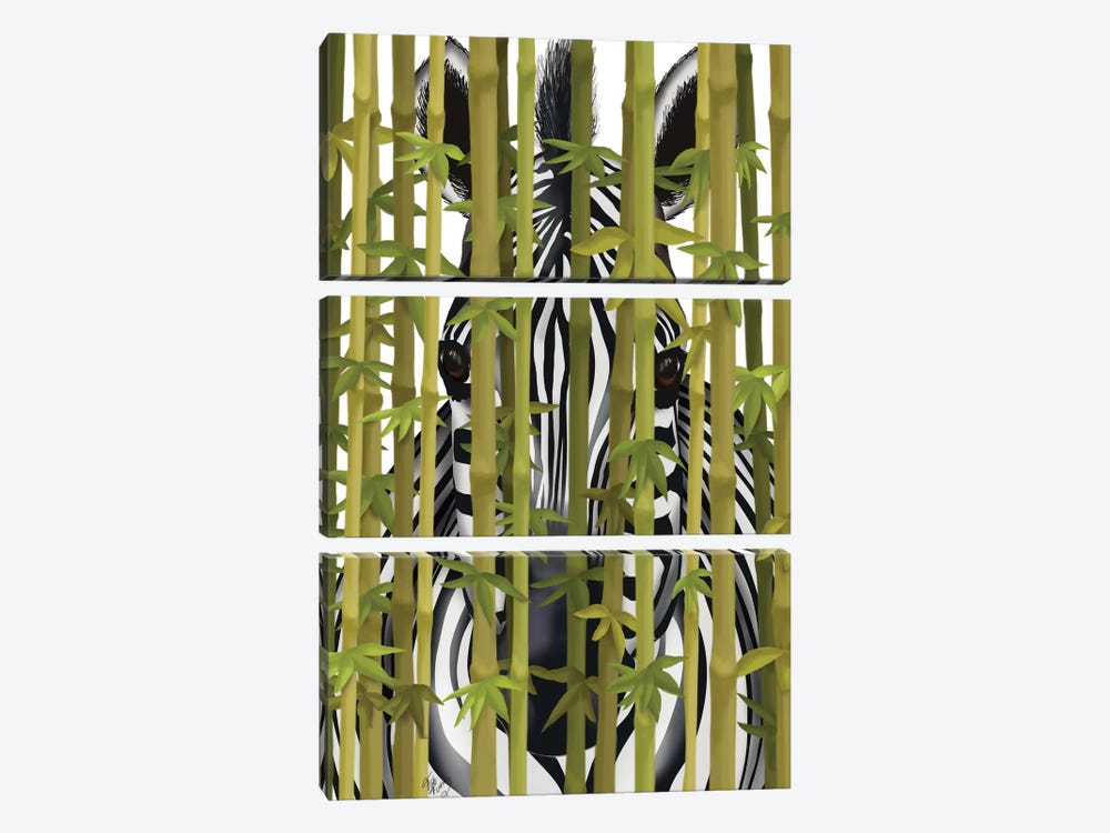 Bamboo Zebra by Fab Funky 3-piece Canvas Wall Art