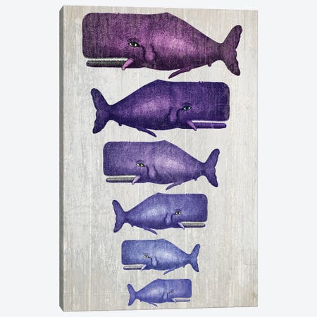 Whale Family Purple On White Canvas Print #FNK1318} by Fab Funky Art Print