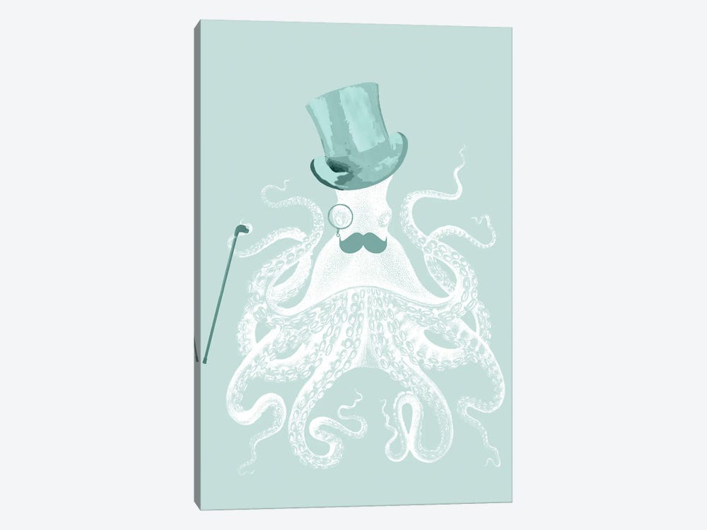 White Octopus On Seafoam 1-piece Canvas Print