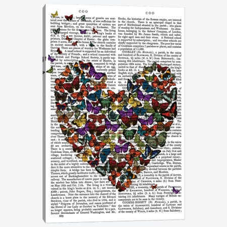 Butterfly Heart Canvas Print #FNK1329} by Fab Funky Canvas Wall Art