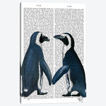 Penguins In Love Canvas Print #FNK1337} by Fab Funky Canvas Wall Art