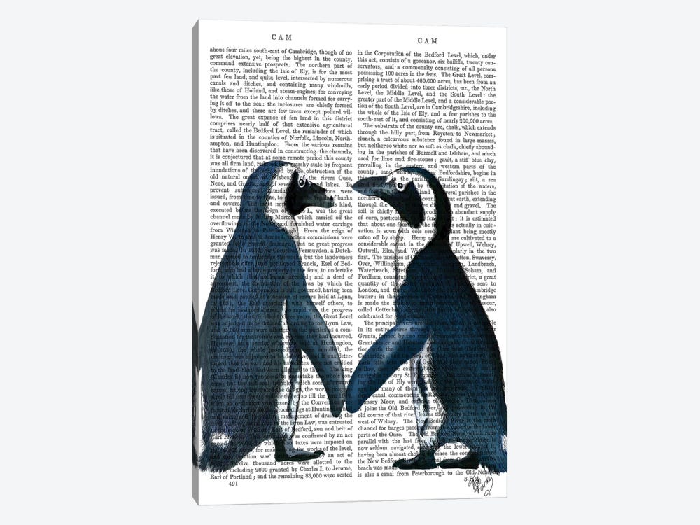 Penguins In Love by Fab Funky 1-piece Canvas Print