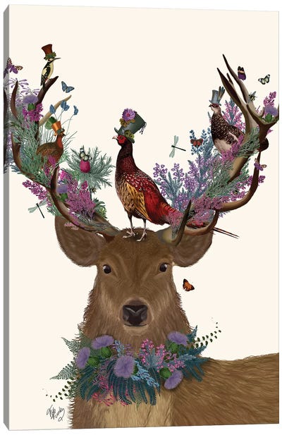 Deer Birdkeeper, Scottish Canvas Art Print - Fab Funky