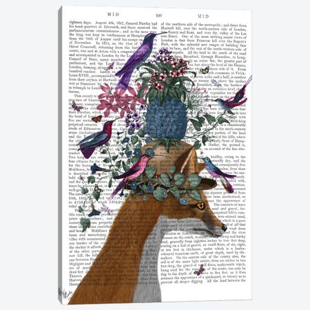 Fox Birdkeeper With Pineapple, With Text Canvas Print #FNK1369} by Fab Funky Canvas Wall Art