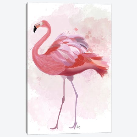 Fluffy Flamingo 1 Canvas Print #FNK1387} by Fab Funky Canvas Art Print