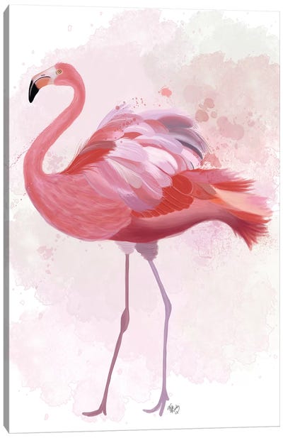 Fluffy Flamingo 1 Canvas Art Print - Fab Funky