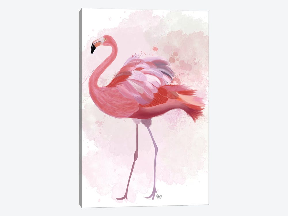 Fluffy Flamingo 1 by Fab Funky 1-piece Canvas Art