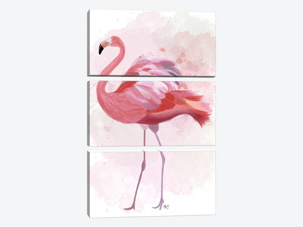 Fluffy Flamingo 1 by Fab Funky 3-piece Canvas Art