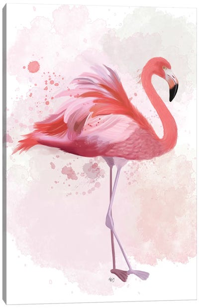 Fluffy Flamingo 2 Canvas Art Print - Fab Funky