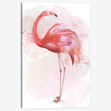 Fluffy Flamingo 3 Canvas Print #FNK1389} by Fab Funky Canvas Art