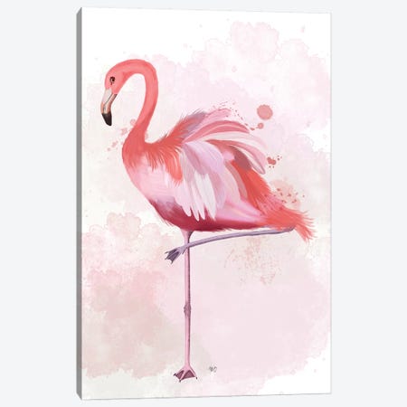 Fluffy Flamingo 4 Canvas Print #FNK1390} by Fab Funky Art Print