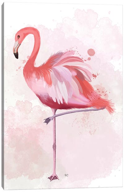 Fluffy Flamingo 4 Canvas Art Print - Fab Funky