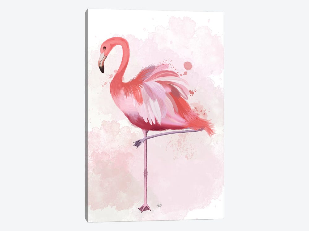 Fluffy Flamingo 4 by Fab Funky 1-piece Canvas Wall Art