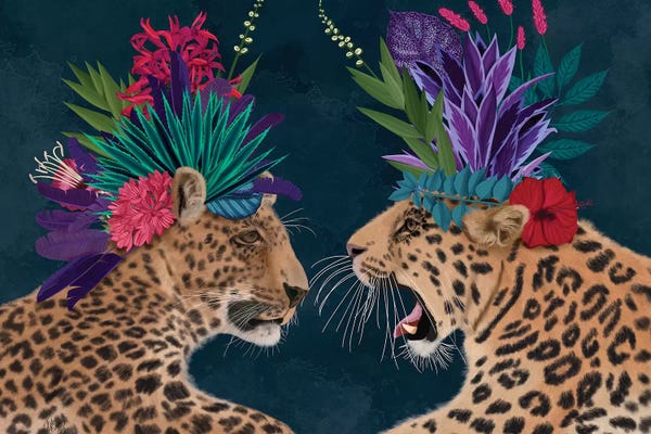 Leopards: Hot House Leopards, Pair, Dark by Fab Funky