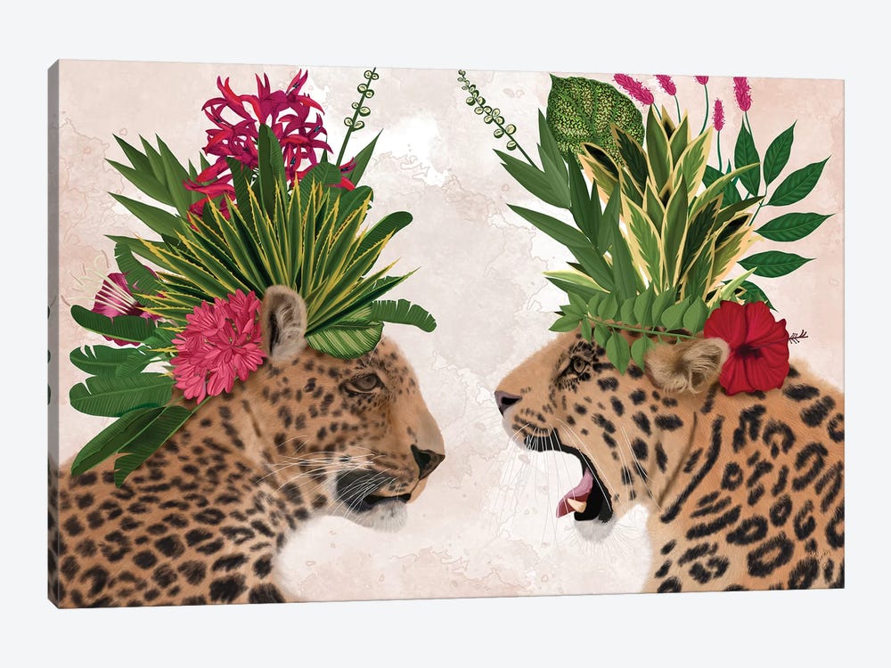 Hot House Leopards, Pair, Pink Green by Fab Funky 1-piece Art Print
