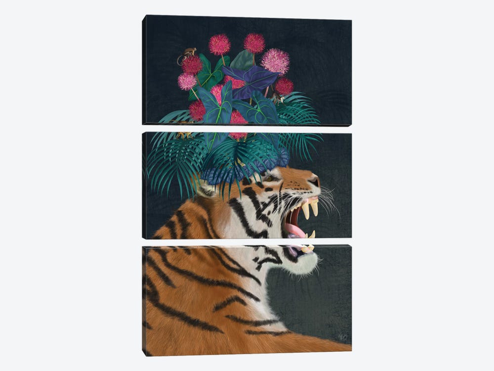 Hot House Tiger I by Fab Funky 3-piece Canvas Artwork
