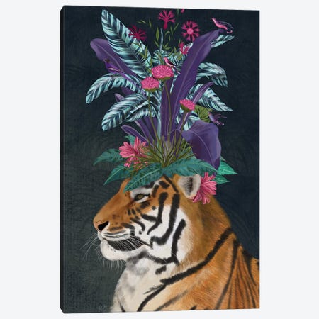 Hot House Tiger II Canvas Print #FNK1397} by Fab Funky Canvas Wall Art