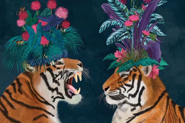 Tigers: Hot House Tigers, Pair, Dark by Fab Funky