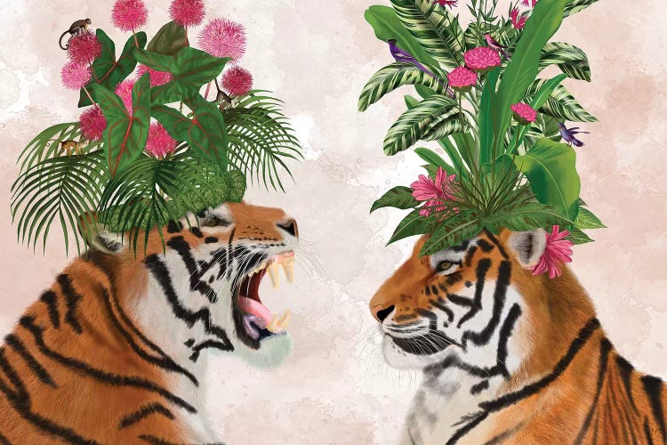 Hot House Tigers, Pair, Pink Green