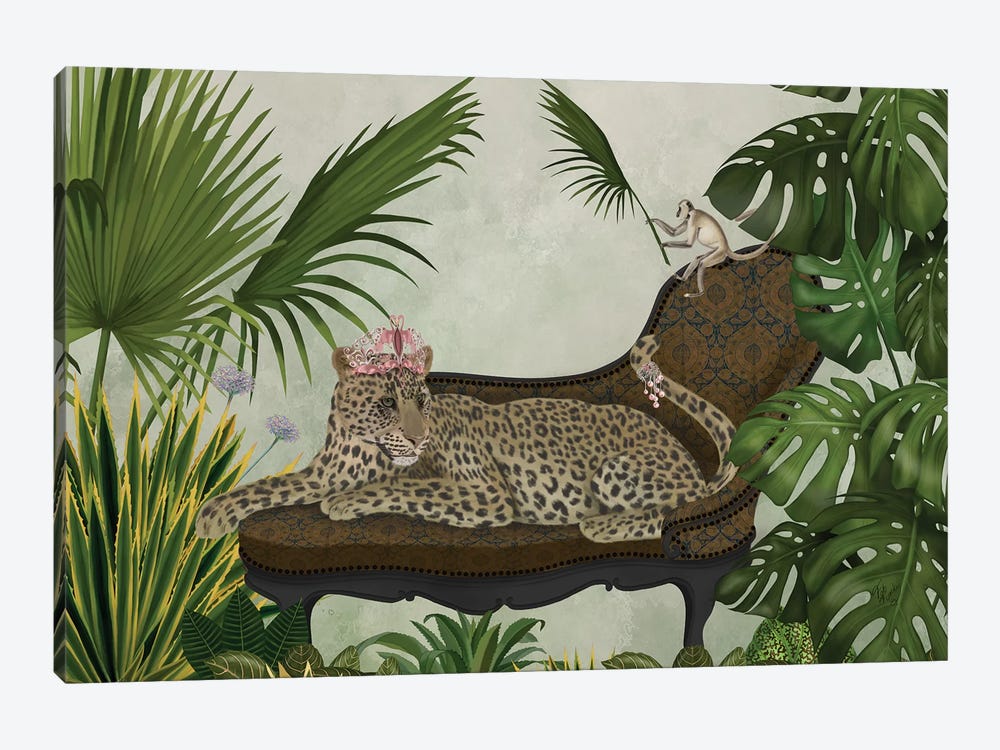 Leopard Chaise Longue by Fab Funky 1-piece Canvas Wall Art
