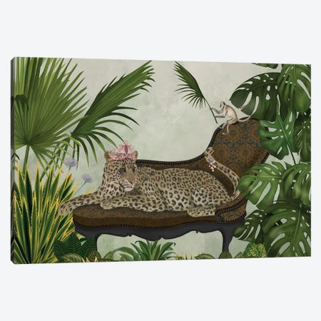Leopard Chaise Longue Canvas Print #FNK1400} by Fab Funky Art Print