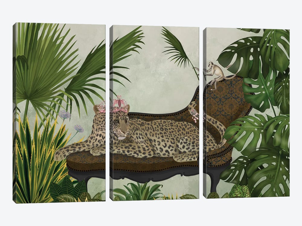 Leopard Chaise Longue by Fab Funky 3-piece Canvas Art