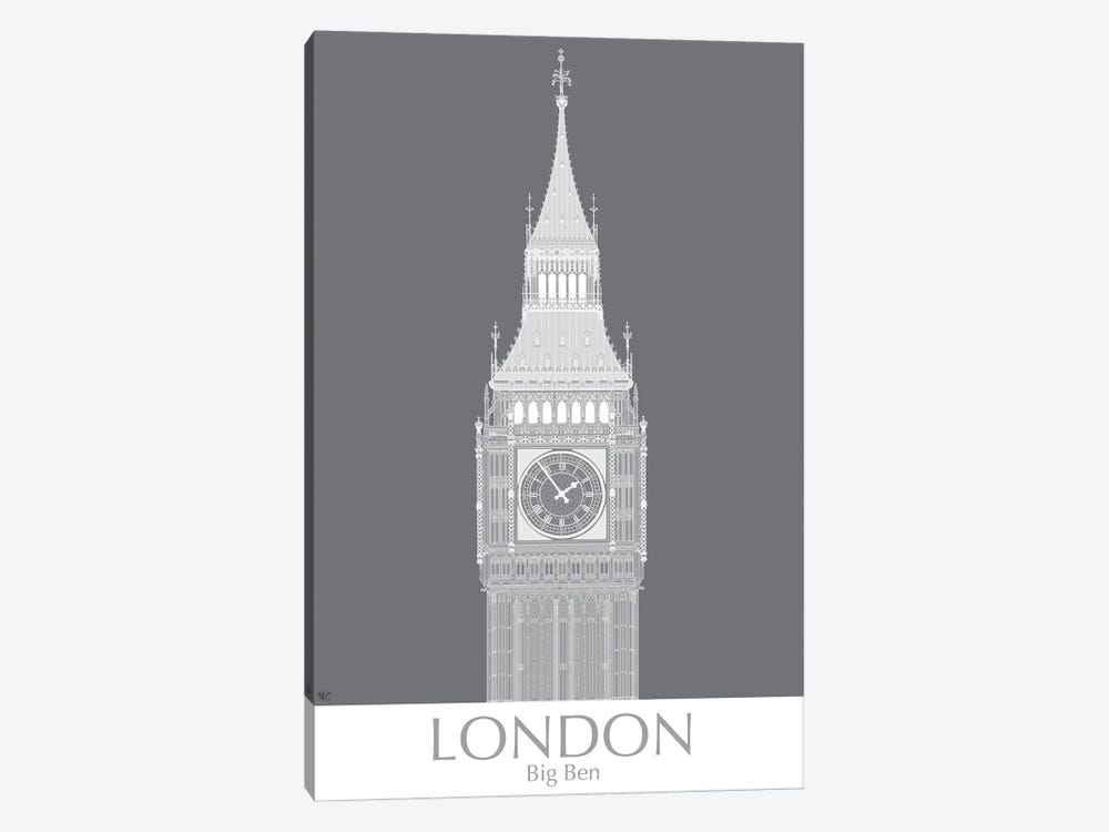 London Big Ben Monochrome 1-piece Art Print