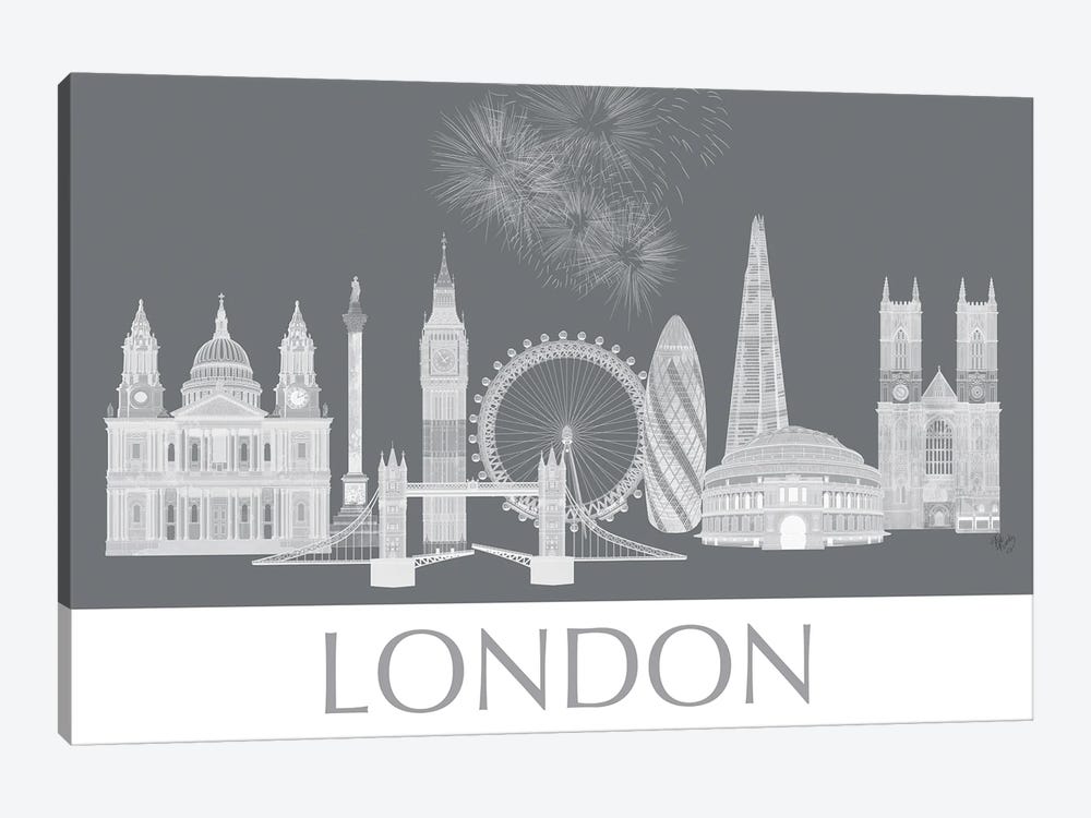 London Skyline Monochrome 1-piece Canvas Print