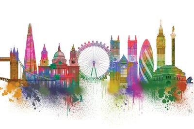 London Skyline Rainbow Bright Canvas Print By Fab Funky Icanvas