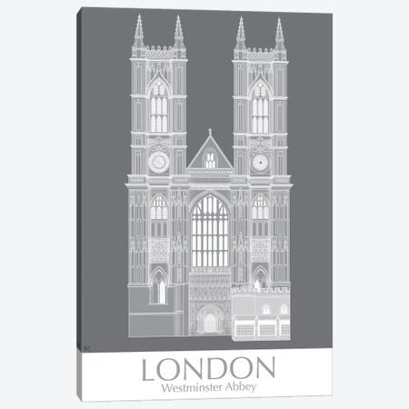 London Westminster Abbey Monochrome Canvas Print #FNK1414} by Fab Funky Canvas Print