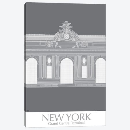 New York Grand Central Monochrome Canvas Print #FNK1422} by Fab Funky Art Print