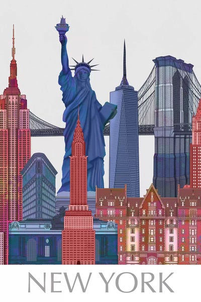 Sculptures & Statues: New York Landmarks , Red Blue II by Fab Funky