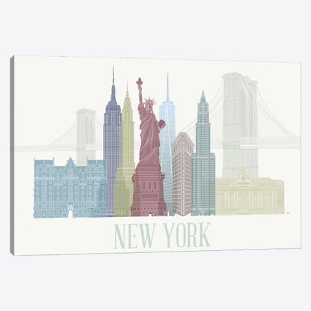 New York Skyline I Canvas Print #FNK1426} by Fab Funky Canvas Artwork