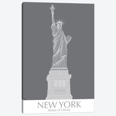 New York Statue of Liberty Monochrome Canvas Print #FNK1432} by Fab Funky Canvas Art