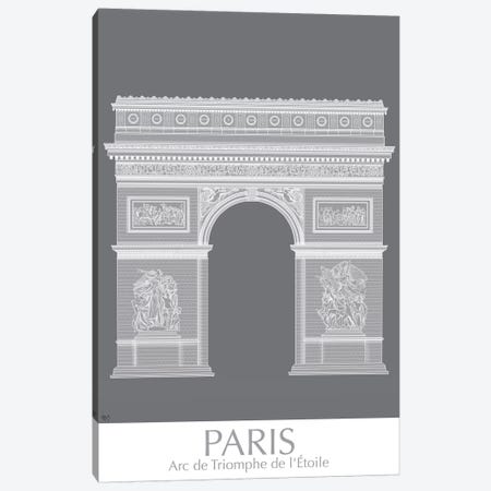 Paris Arc De Triomph Monochrome Canvas Print #FNK1435} by Fab Funky Canvas Print