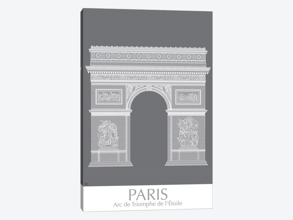 Paris Arc De Triomph Monochrome by Fab Funky 1-piece Canvas Art