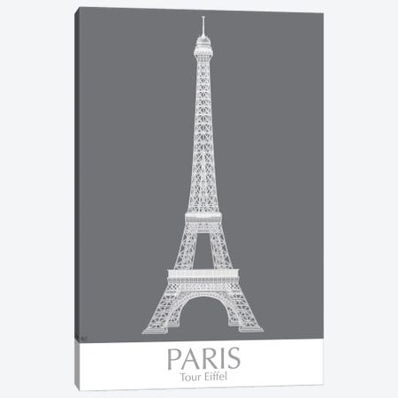 Paris Eiffel Tower Monochrome Canvas Print #FNK1436} by Fab Funky Art Print